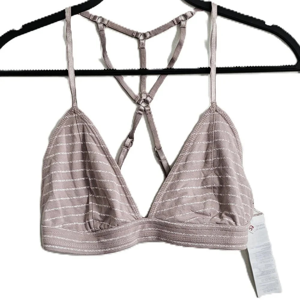 RVCA Stiped Tan Bikini Top NWT Large